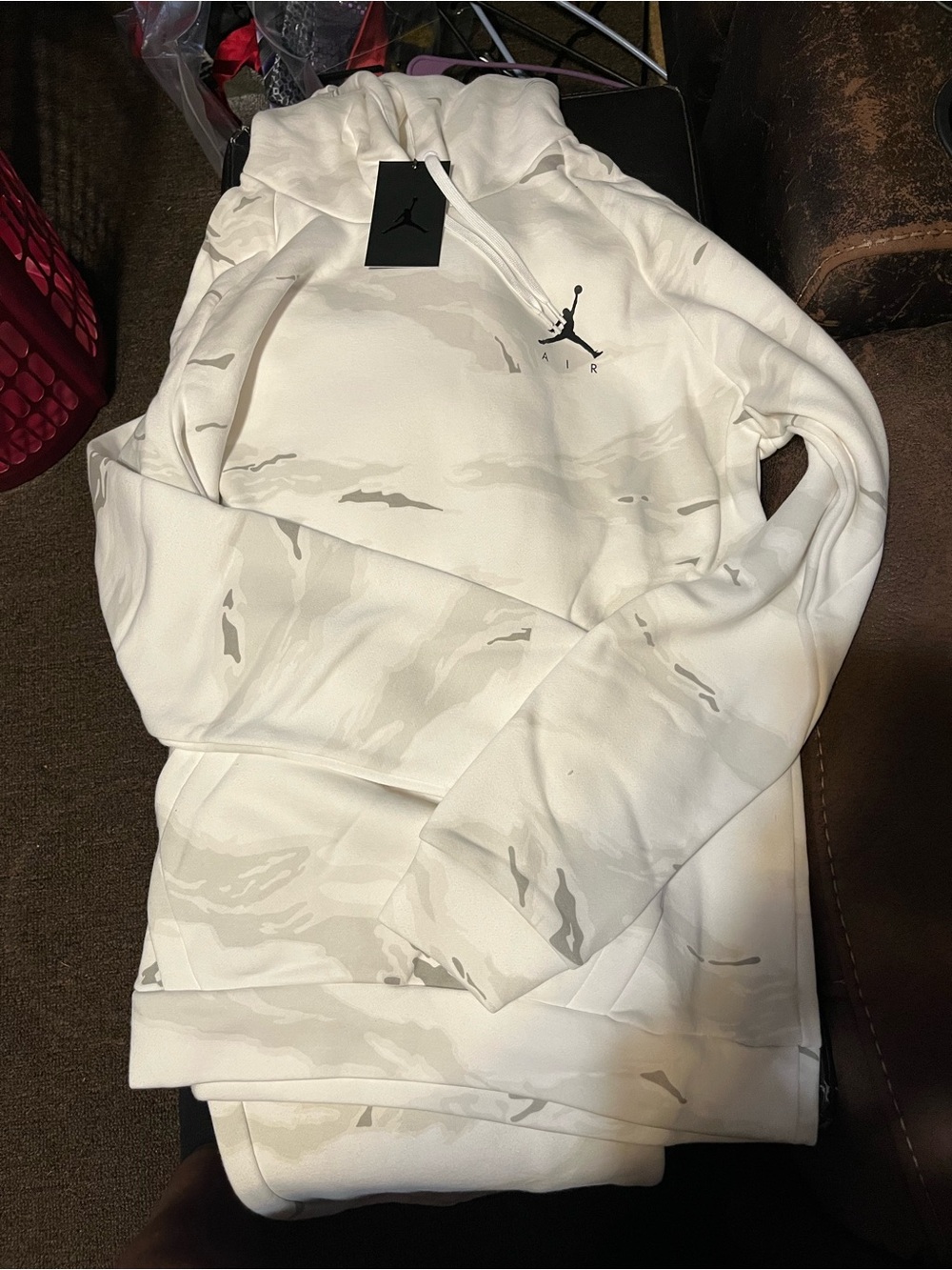 Air Jordan Camouflage White & Grey Outfit. Matching Hoodie with Pants. New W Tag